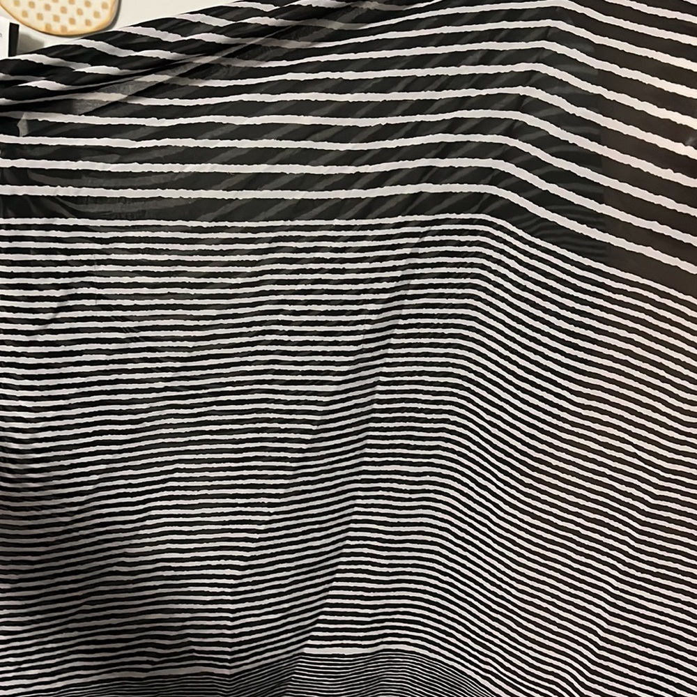 Charlie Paige Black/White/Gray Striped Sheer Poncho Cover-Up - Picture 4 of 5